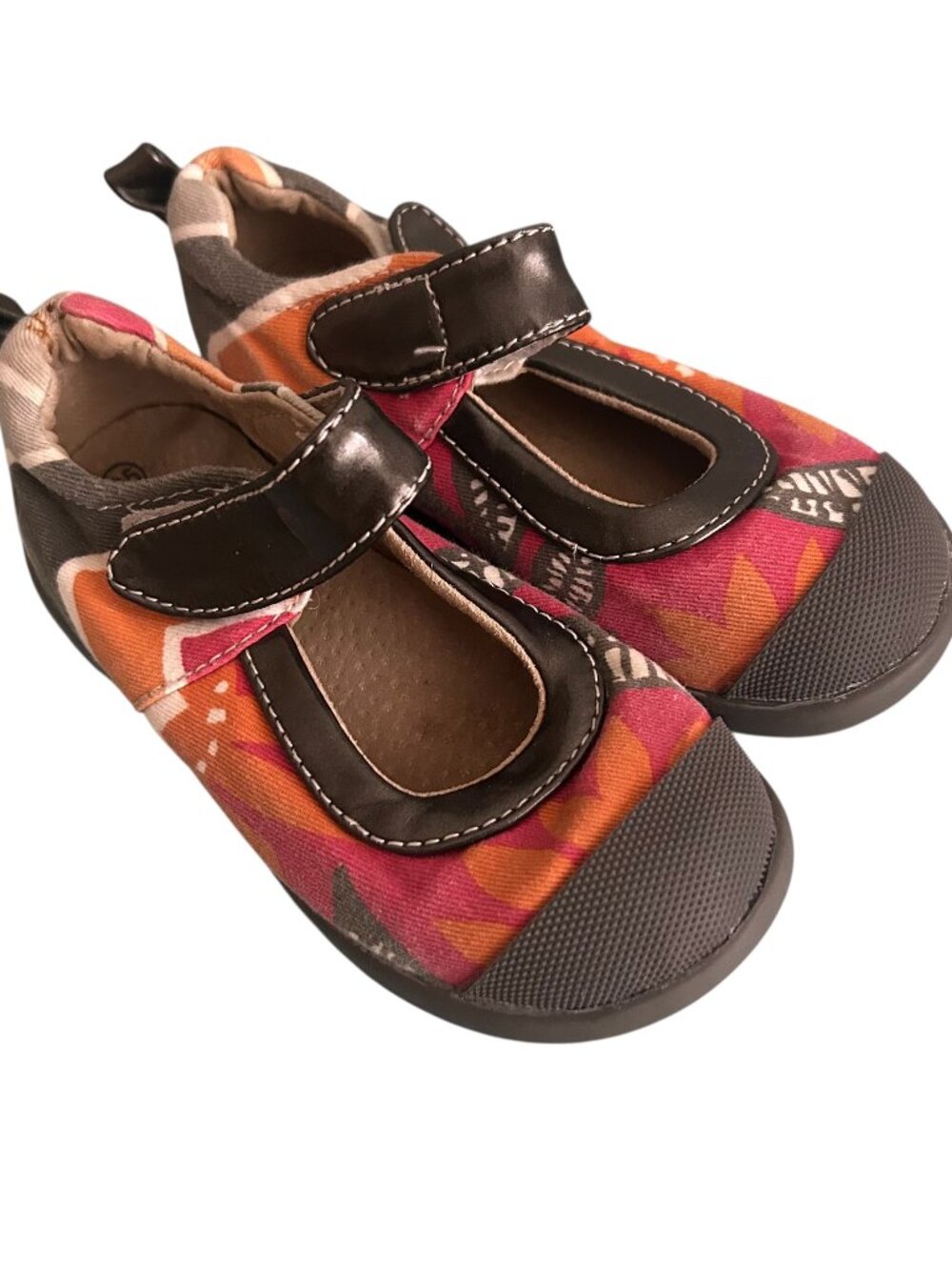 Madie Jane Boutique Mary Jane Toddler Girl size 8.5 Euro 25 Pink Orange Brown